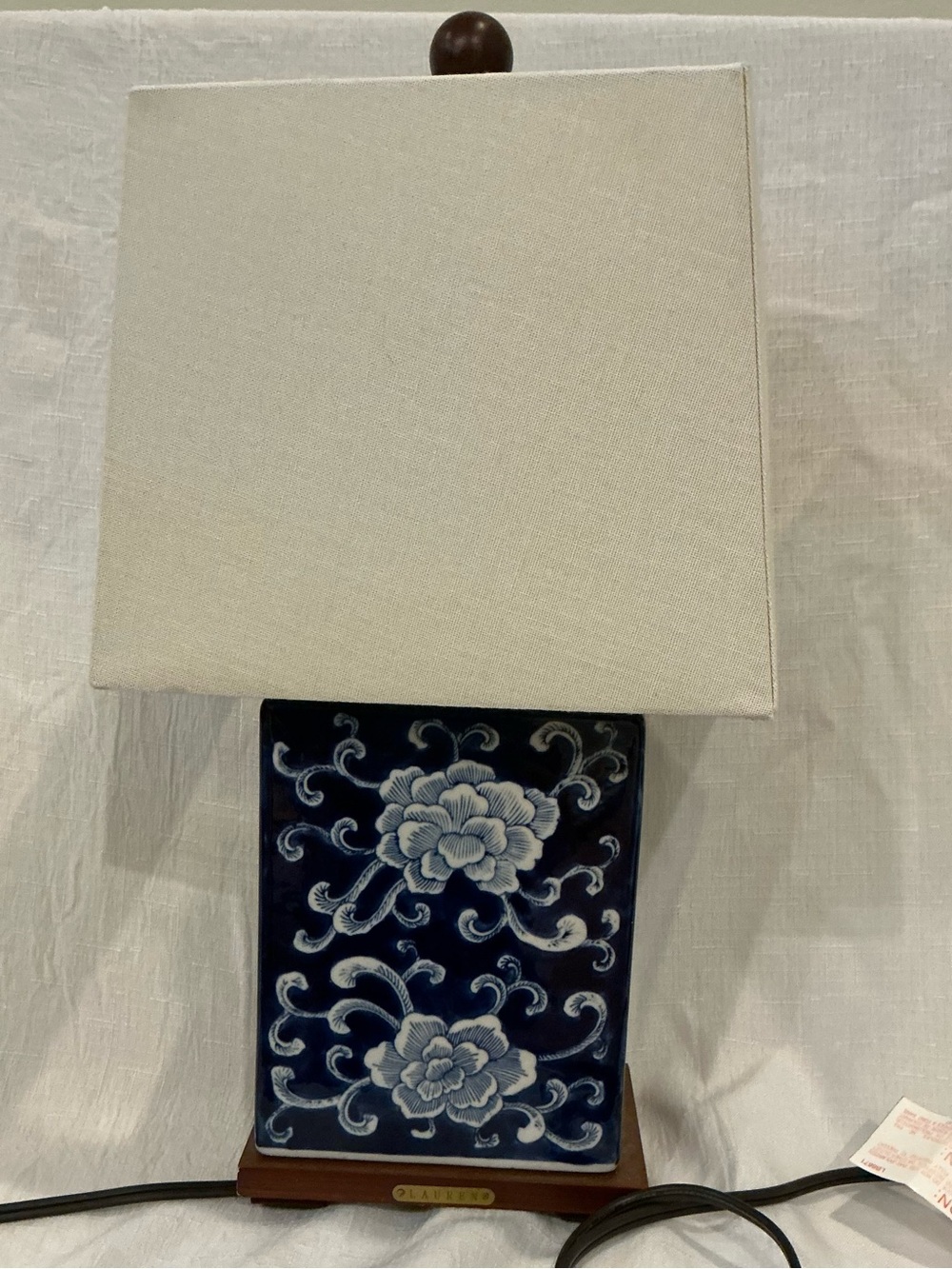 Ralph Lauren Blue White Lotus Floral Lamp